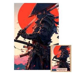 Fantasy Samurai  Warriors Puzzle | Handmade Wooden Jigsaw | Magic Fantasy & Japanese Art Style | Geek Gift Idea | Rare Otaku gift Anime