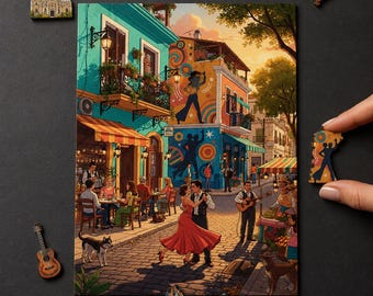 Buenos Aires Wooden Puzzle – Romantic Tango Scene, Argentina Jigsaw Gift