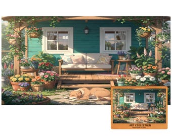 Garden Porch Wooden Puzzle for Adults, Sleeping Dog Colorful, Cozy Fall Host Gift