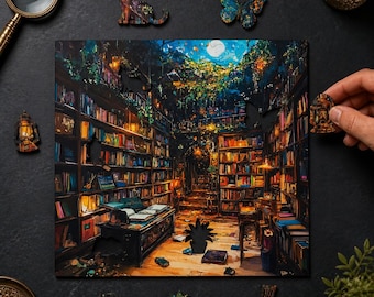 1000 Piece Wooden Puzzle, World Libraries, Family Jigsaw for Adults & Kids