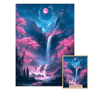 Eco-Friendly Wooden Puzzle | Handmade Jigsaw with Fantasy Artwork | Unique Gift Idea for Christmas, Birthdays & Holidays neon