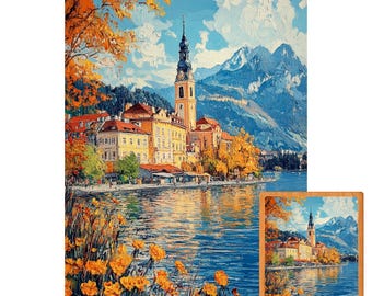 Van Gogh Austria Wooden Puzzle | Autumn Alps, Travel Gift