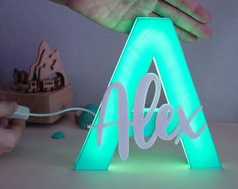 Custom Name sign big letters - Personalized Cute Nursery Bedroom Baby Boys Girls Decor gifts Sign Room block letter Capital  newborn gift