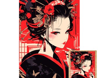 Japanese artwork, geisha puzzle, Kyoto puzzle, traditional puzzle, scenic Japan, artistic jigsaw, Zen, cultural Japan, oriental decor