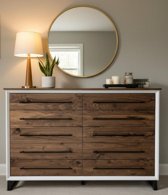 Handcrafted 10 Drawer 42 X 60 X 18 Real Walnut Dresser and 2 18 X 18 X 24 3  Drawer Nighstand Set With Room of Choice Delivery 2200.00 - Etsy