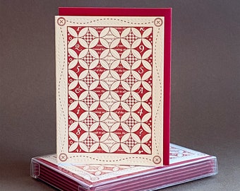 Cathedral Window Quilt Letterpress Cards Box Set of 6