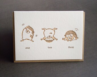 Exercise Hedgehog Letterpress Card