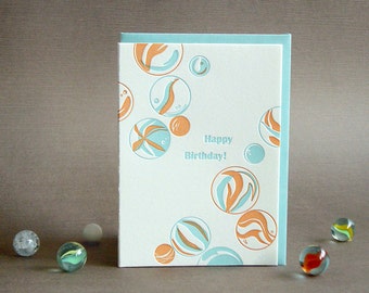 Marbles Letterpress Birthday Card