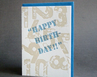Stencil Birthday Letterpress Card