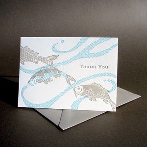 Letterpress Koi Thank You card image 1