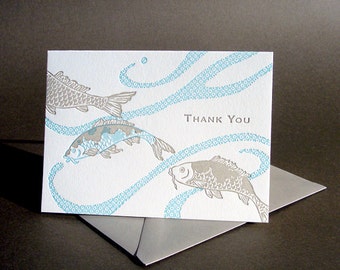 Letterpress Koi "Thank You" card