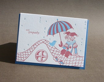 Pierrot Sympathy Letterpress Card