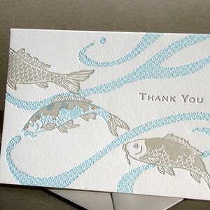 Letterpress Koi Thank You card image 2