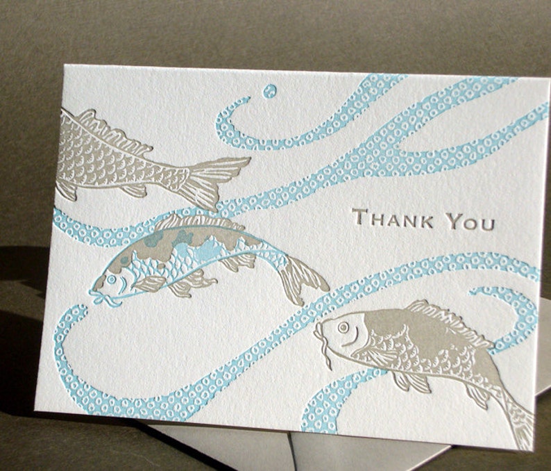 Letterpress Koi Thank You card image 2