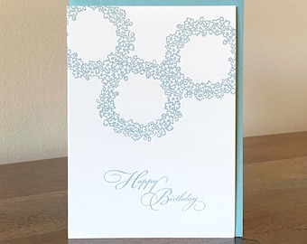 flower wreath letterpress birthday card