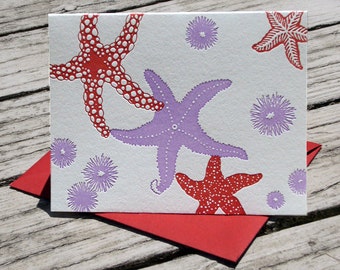 Starfish Letterpress Greeting Card