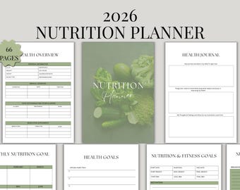 Nutrition Planner Printable | Meal Planner, Food Journal, Macro Tracker, Weight Loss & Wellness Planner PDF, Healthy Lifestyle Planner