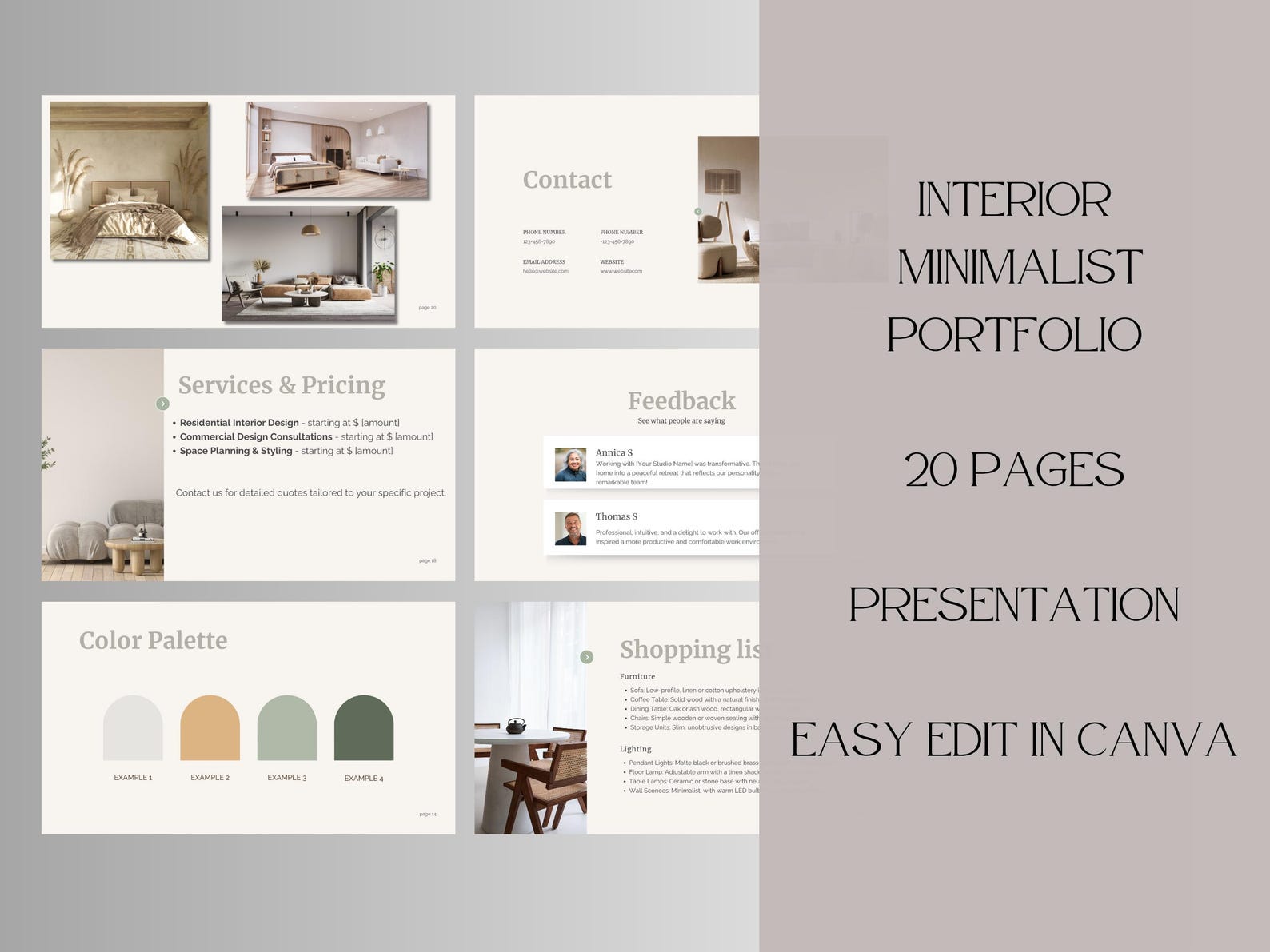 Interior Design Portfolio Template, Minimalist Interior Design Template ...