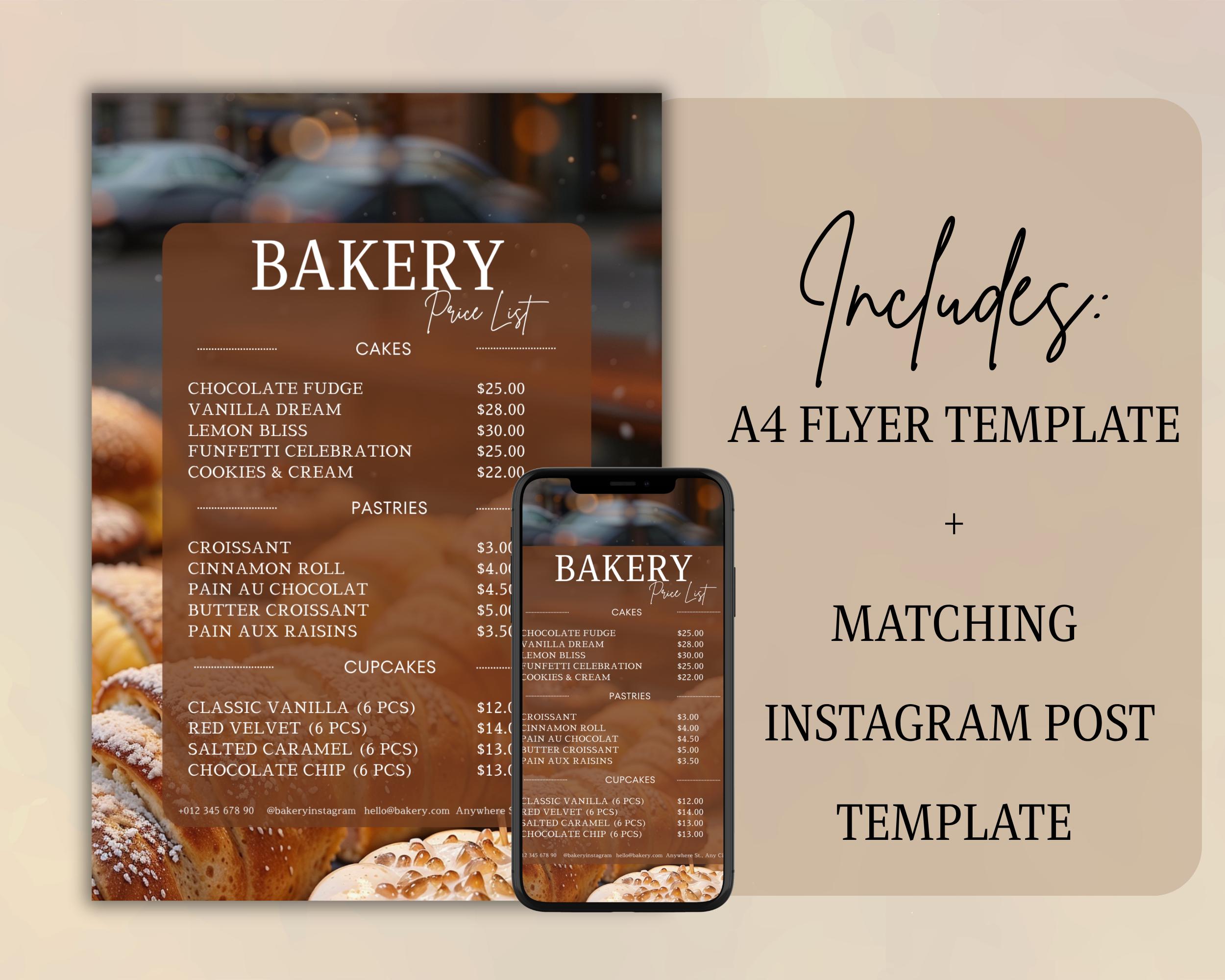 Editable Bakery Pricing Guide Template Cake Business Price List Canva ...