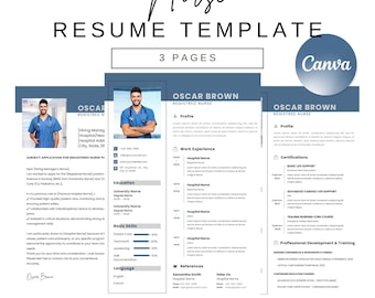 Nurse Resume Template: Modern Canva Design with Cover Letter Nurse Resume Template Word, Google Doc Nursing Resume RN Resume Medical Resume