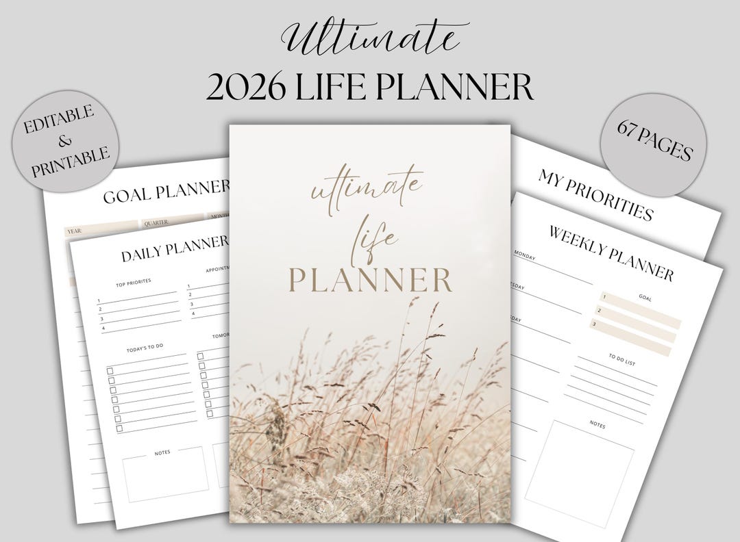 2026 Ultimate Life Planner Printable All-in-one Goal Planner, Budget ...