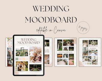 Editable Wedding Mood Board Template Canva: 15 Page Wedding Planner (Digital Download)