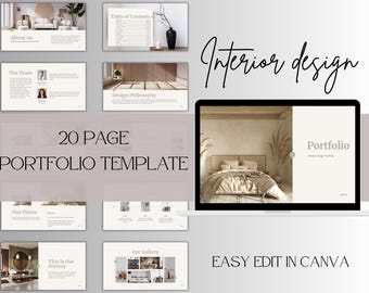 インテリアデザインポートフォリオテンプレート、ミニマリストインテリアデザインテンプレート、建築家プレゼンテーション、インテリアムードボードデザイナー履歴書