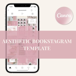 Plantilla estética de Bookstagram para Instagram. Bookstagram para Instagram de libros. Plantilla de Bookstagram para redes sociales. Plantilla de Canva para Instagram rosa.