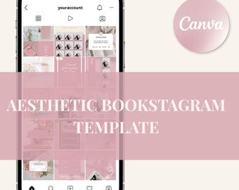Plantilla estética de Bookstagram para Instagram. Bookstagram para Instagram de libros. Plantilla de Bookstagram para redes sociales. Plantilla de Canva para Instagram rosa.