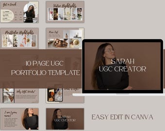 Dark Minimal UGC Portfolio Canva Website Template for Content Creators Social Media Kit Landing Page UGC Creator Portfolio Template