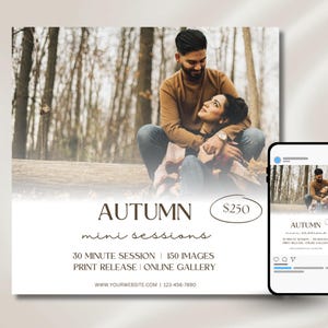 Fall Mini Session Flyer — Canva Template for Photographers + Instagram Post