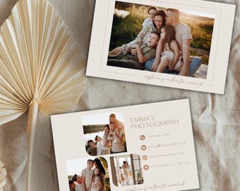 Fotografie Visitenkarten Vorlage, Fotograf Visitenkarte, bearbeitbare Canva Vorlage, Marketing Broschüre, Boho Fotografie Visitenkarte