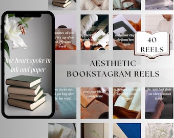 Bookstagram Reels Bundle: 40 Minimalist Book Quotes Book Lover Social Media Templates Bookish Instagram Template Aesthetic Book TikTok Reels