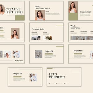 Modelo de portfólio criativo neutro quente Modelo Canva Site Apresentação Canva Portfólio editável Modelo de portfólio militarista Bege