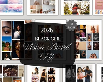 Black Girl Vision Board Kit 2026 Printable Vision Board Bundle Printable Affirmations Photos Elements Vision Board Planner Canva Template