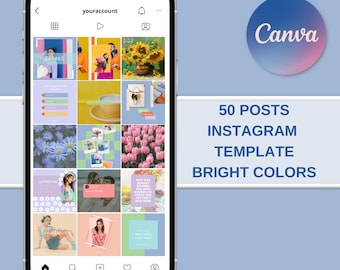 Helle Farben Instagram Vorlage: 50 Canva Bearbeitbare Posts