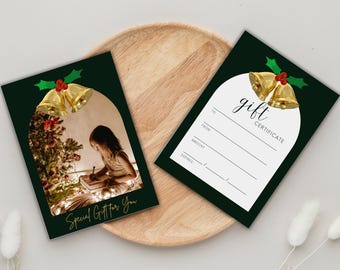 Plantilla de tarjeta de regalo de fotografía navideña Vale navideño minimalista Tarjetas navideñas Tarjeta de regalo empresarial Spa Salón de pestañas Vale navideño