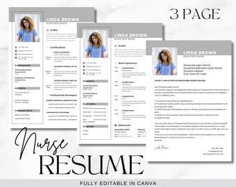 Nurse Resume Template: Modern Canva Design with Cover Letter (Digital Download)