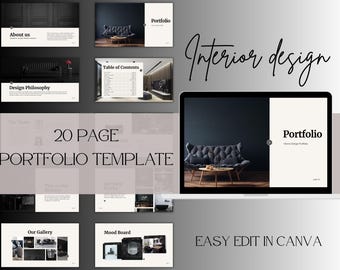 インテリアデザインポートフォリオテンプレート、ミニマリストインテリアデザインテンプレート、建築家プレゼンテーション、インテリアムードボードデザイナー履歴書