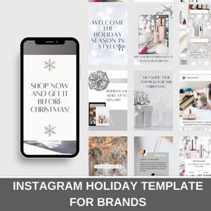 Christmas Instagram Template Bundle for Brands | 25 Editable Holiday-Themed Canva Posts