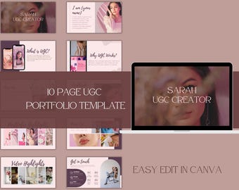 Portfoliosjabloon voor UGC-creators Mediakit van 10 pagina's UGC-mediakit Content Creator-kit Schoonheid UGC-portfoliosjabloon Minimalistisch portfolio Canva