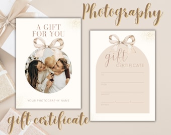 Plantilla de tarjeta de regalo minimalista con diseño de fotografía: Diseño Canva color beige (7 x 5 pulgadas, descarga digital)