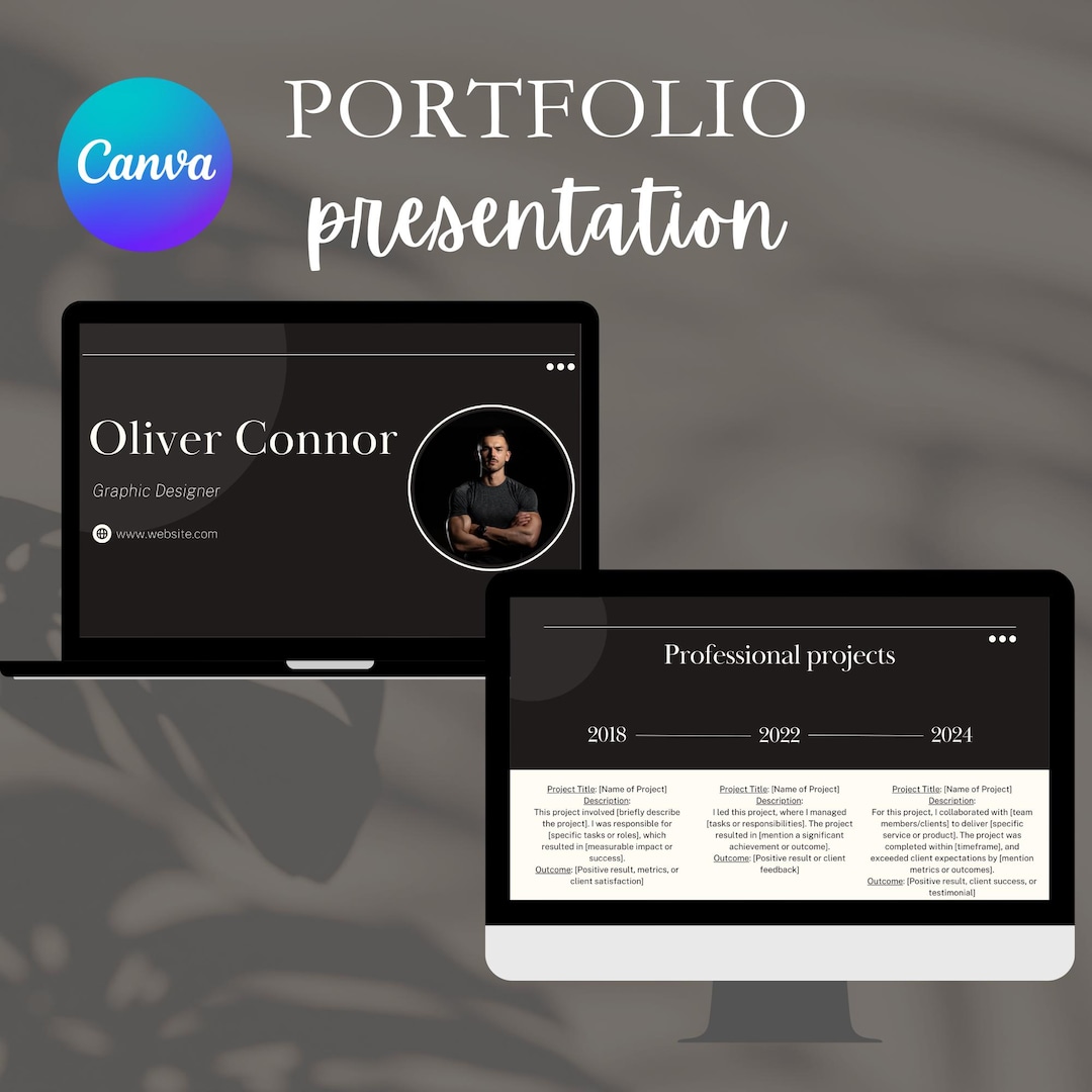 Professional Mens Portfolio Template Canva Presentation Website - Etsy