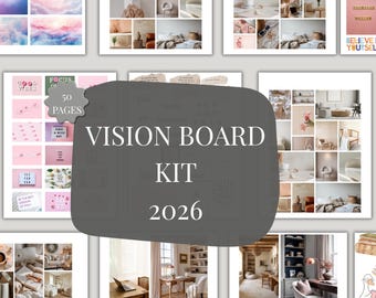 2026 Vision Board Kit Printable Vision Board Bundle Printable Affirmations Photos Elements Vision Board Planner Canva Vision Board