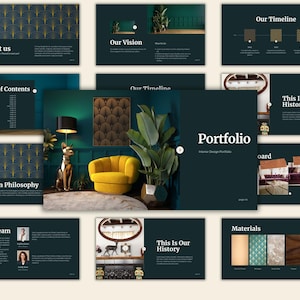 Art Deco Interior Design Portfolio Template: Canva Proposal (Digital Product)