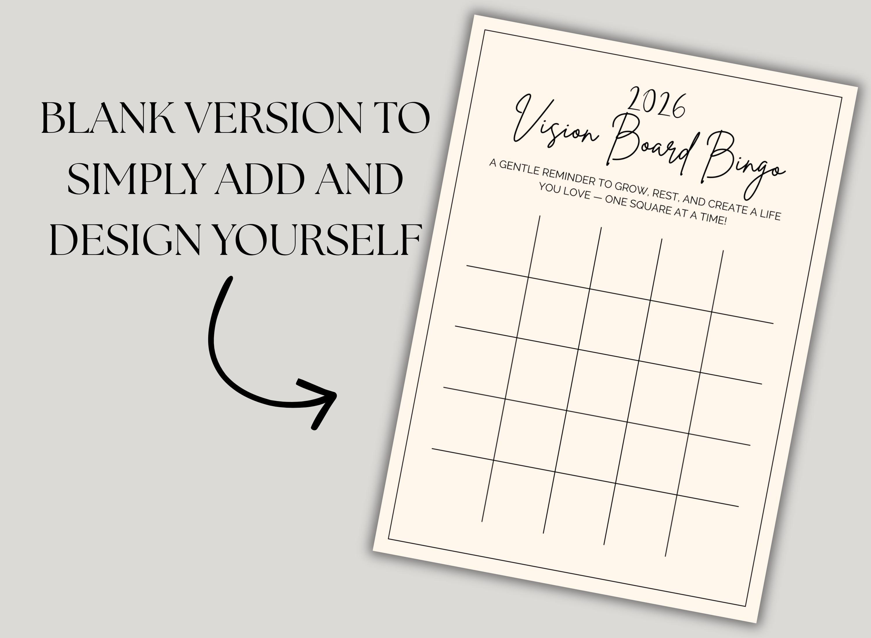 2026 Vision Board Bingo Digital Vision Board Printable Vision Board New ...