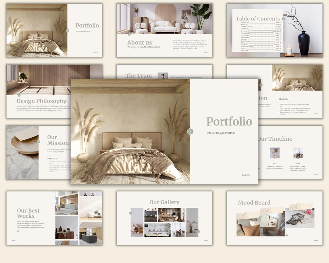 Minimalist Interior Design Portfolio Template: Japandi Style Canva ...