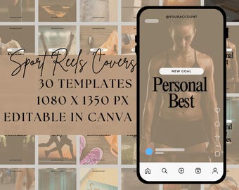Sports Instagram Reels Covers: 30 Beige Canva Templates Content Creator Reel Covers for Canva Reel Template Cover Modern IG Reel Covers Pack