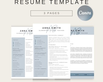 Teacher Resume Template: Modern CV, Cover Letter Elementary school teacher resume Preschool Teacher CV Template Resume Template Teacher