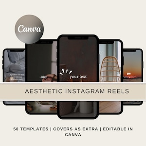 Aesthetic Instagram Reel Template Minimal IG Reel Cover Templates Canva Template Faceless Stock Videos